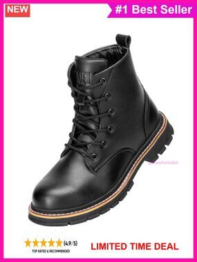 PAMEILA Waterproof Leather Steel Toe Work Boots 6" Safety Construction Shoes